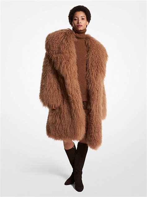 michael kors faux mongolian coat|Mongolian Shearling Coat .